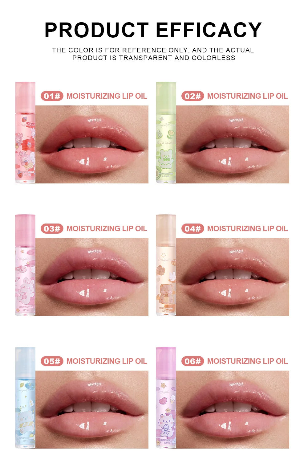 Hydrating Flower Lip Oil Set – 6-Piece Non-Stick Moisturizing Lip Treatment Lip Care Tidesmit