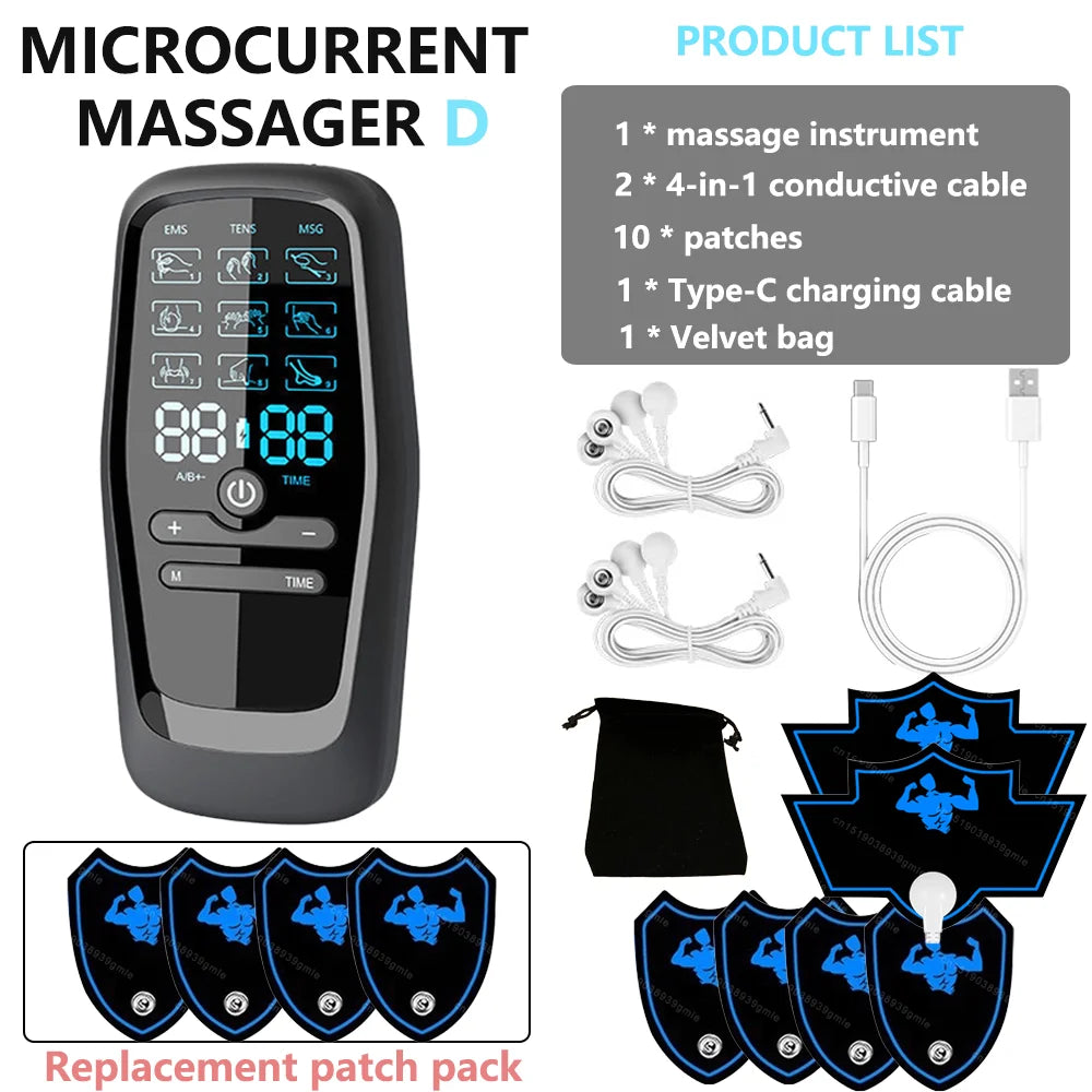 TENS Muscle Stimulator - Electric EMS Body Massager for Pain Relief Body Shaping Massage Equipment Set D Tidesmit