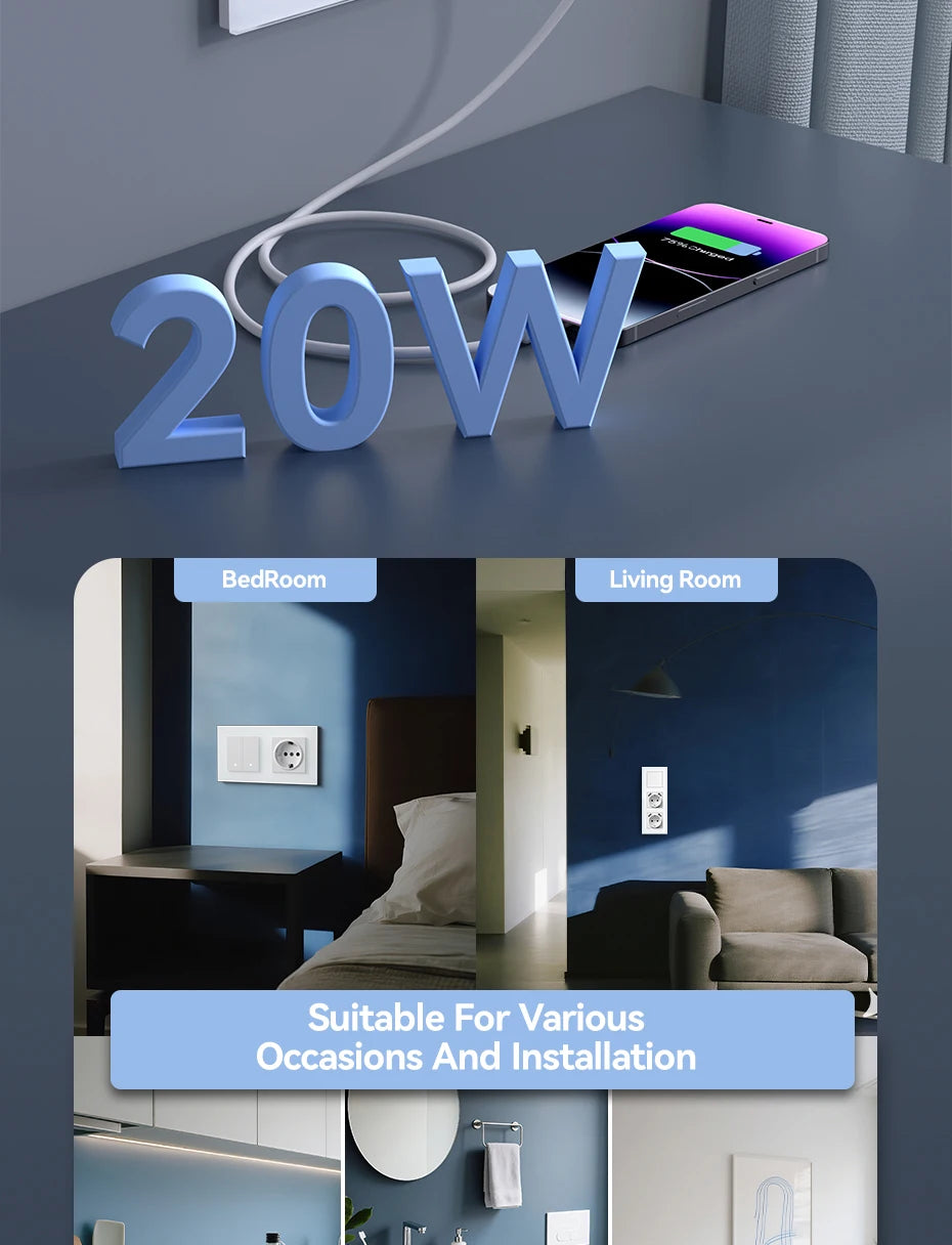 Zigbee Smart Light Switch with USB-C Port - EU Standard | Tidesmit Tidesmit