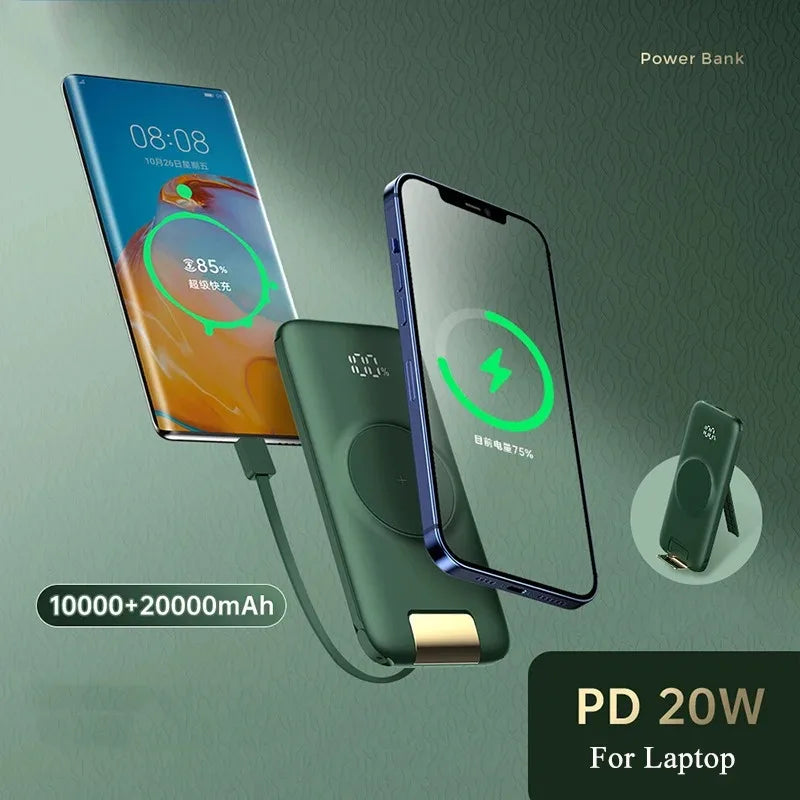20000mAh Fast Charging Power Bank with Built-in Cables by Tidesmit Tidesmit