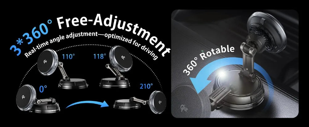 Magnetic Wireless Car Charger with Cooling Fan for iPhone 15-17 Tidesmit