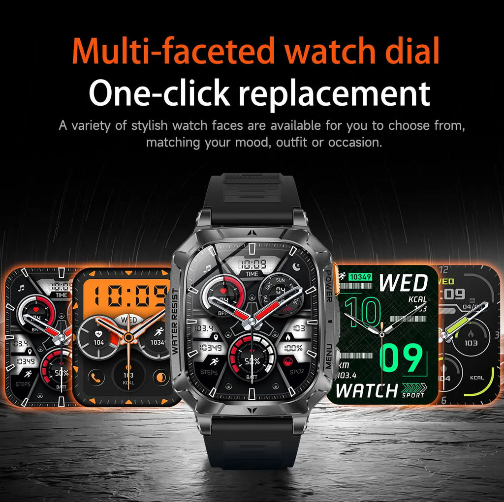 2026 New 1400mAh Big Battery Smart Watch Men Outdoor GPS Flashlight 10ATM Waterproof Bluetooth Call AMOLED HD Sports Smartwatch