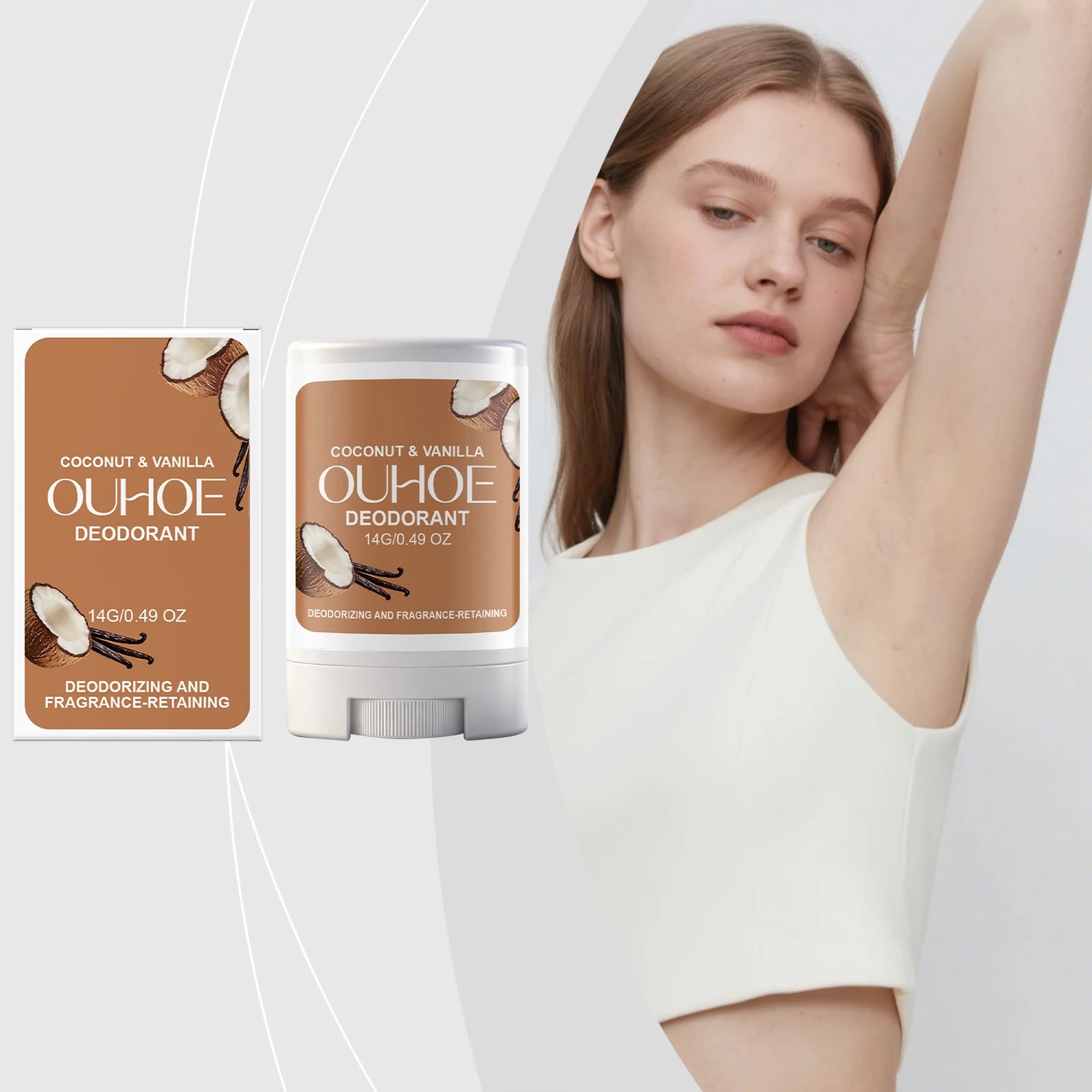 Tidesmit coconut vanilla deodorant stick for effective armpit odor control and refreshing underarm freshness.