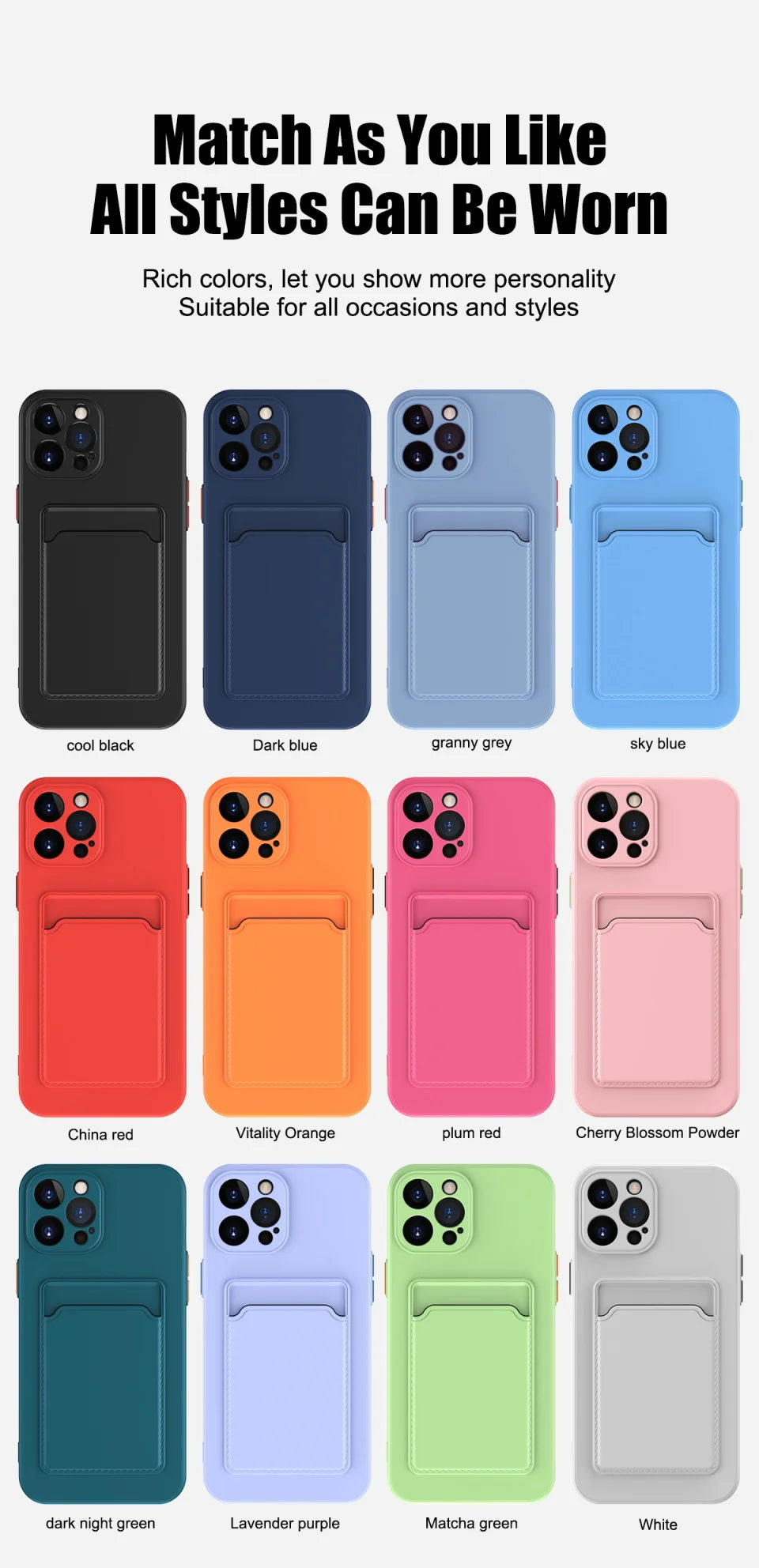 Silicone Wallet Case for iPhone - Shock-Absorbing Slim Fit Cover Tidesmit