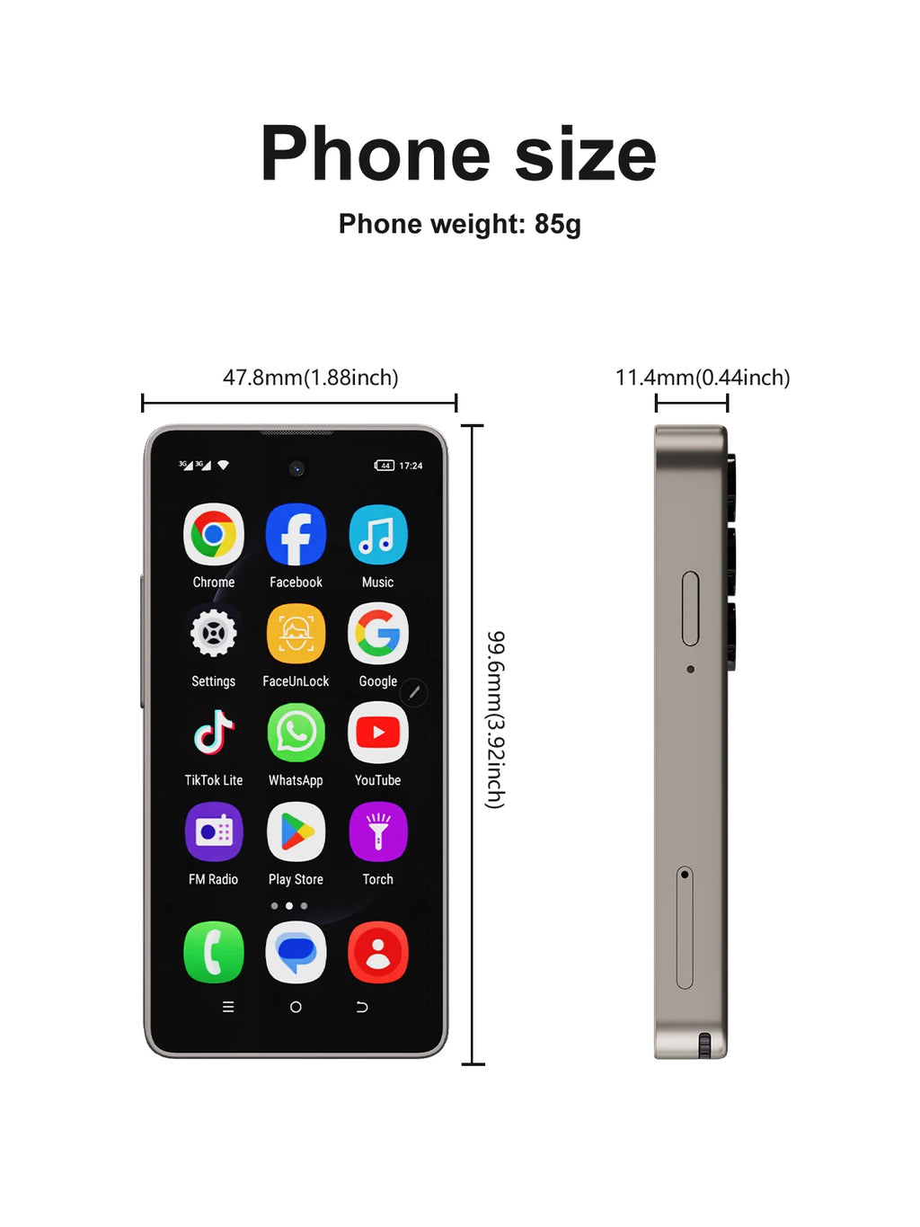 SERVO Built-in Stylus Mini Smartphone Android 3G Cellular 4" Display 16GB ROM GPS Face Unlock Tiny Mobile Phones WIFI Play Store