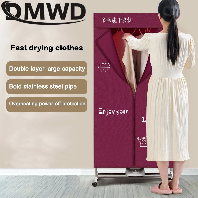 Tidesmit portable wardrobe electric clothes dryer showing side drying features and hot air circulation fan view 4