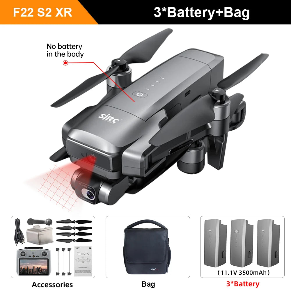 4K GPS Drone With Gimbal – Professional Obstacle Avoidance Quadcopter F22 S2 XR 3B CB Tidesmit