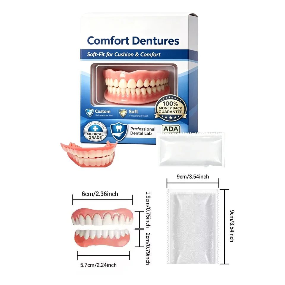 Portable adult adjustable complete denture set | Suitable for replacing missing teeth, DIY temporary denture set at home