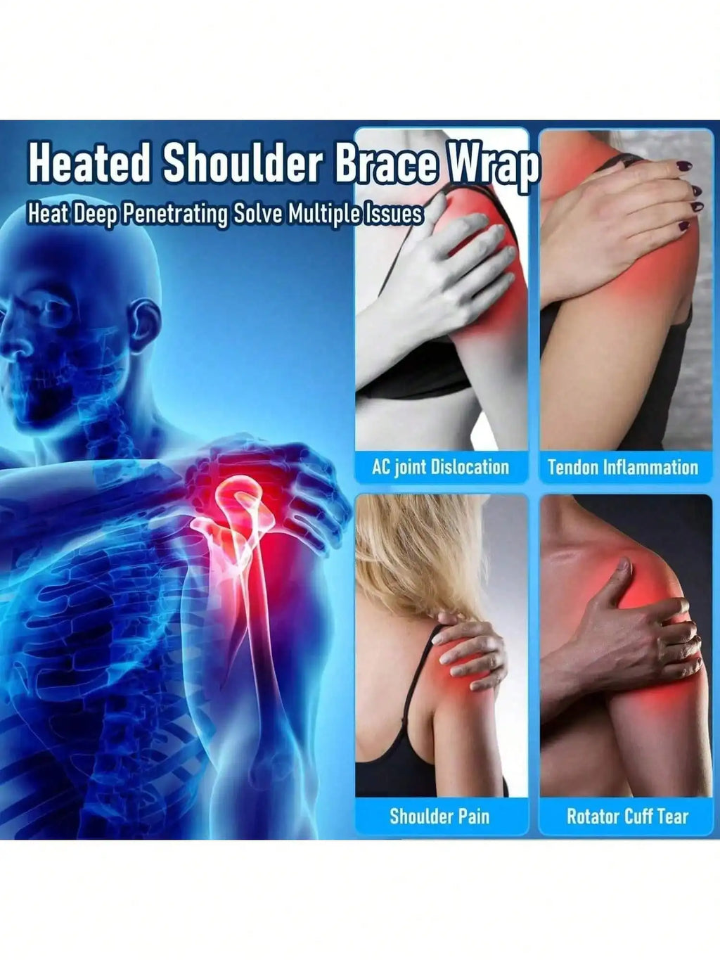 Heated Shoulder Massage Pad - 3-Gear Therapy Support for Neck Relief Relaxation Treatment Tidesmit