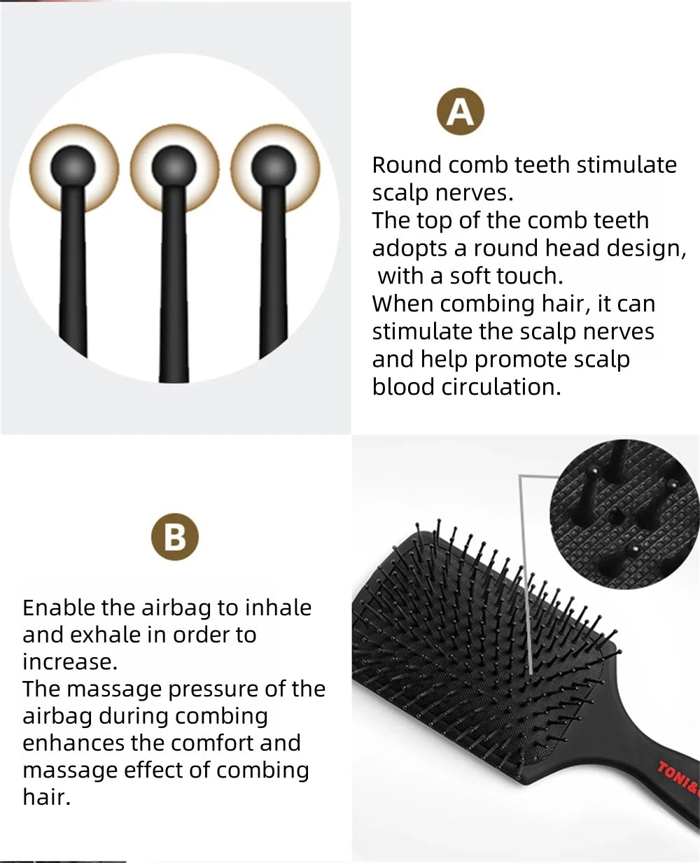 Massage Hair Brush: Anti-Static Scalp Comb for Gentle Daily Styling Massage Chairs Tidesmit