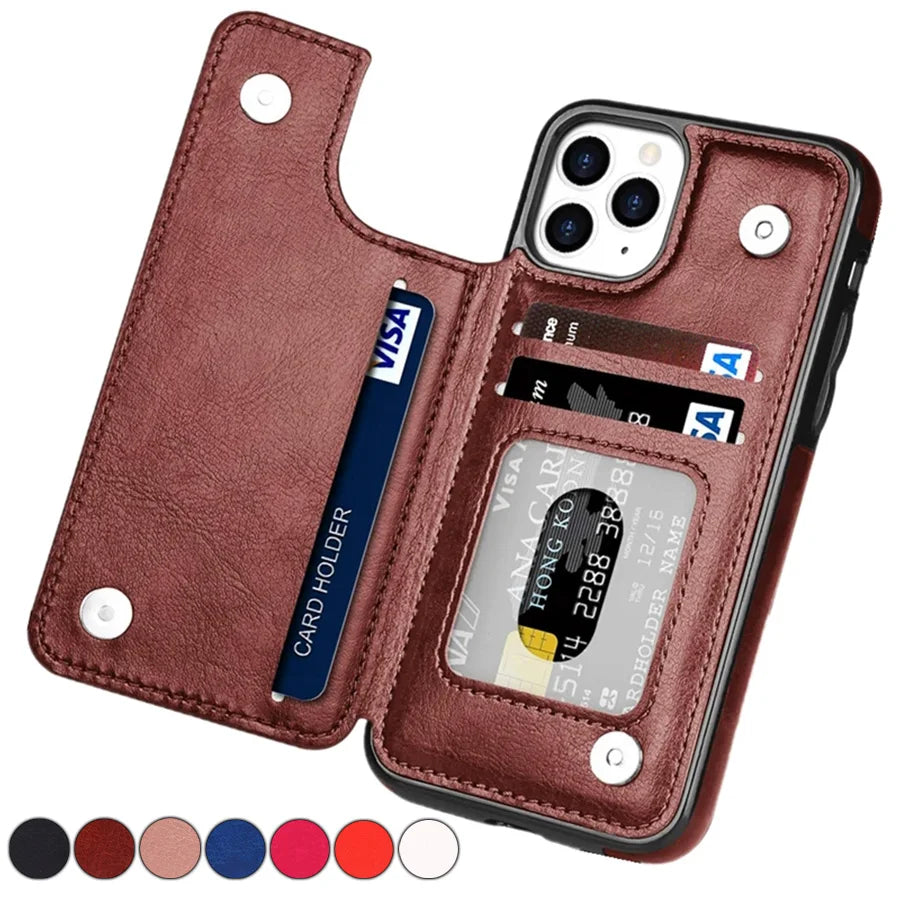 iPhone 16 Leather Wallet Case With Card Stand - Slim Shock-Absorbing Cover Tidesmit