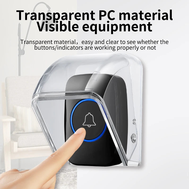 CACAZI Waterproof Cover For Wireless Doorbell Button Smart Ring Chime Button PC Transparent Outdoor Rain-cover Home Case New