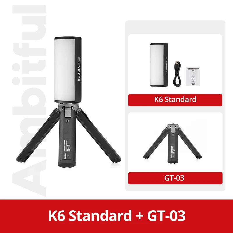 RGB Handheld LED Video Light - Magnetic Tube with Adjustable Temperature K6 Kit 2 China Mainland Tidesmit