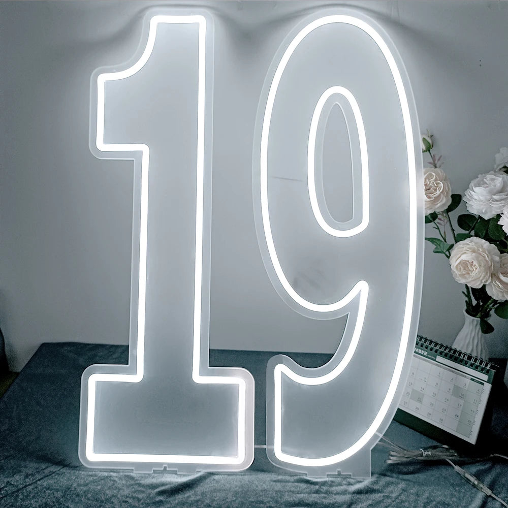 LED Neon Number Sign for Weddings | Customizable Event Lighting 76-100cm number 19 China Mainland Tidesmit