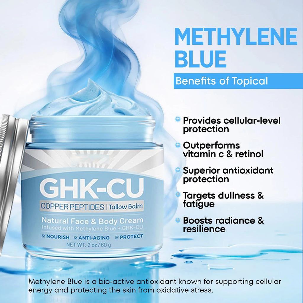 GHK-Cu Peptide Cream for Face: Blue Beef Tallow Moisturizer with Copper Peptides  Blue Gentle and Safe for All Skin Type