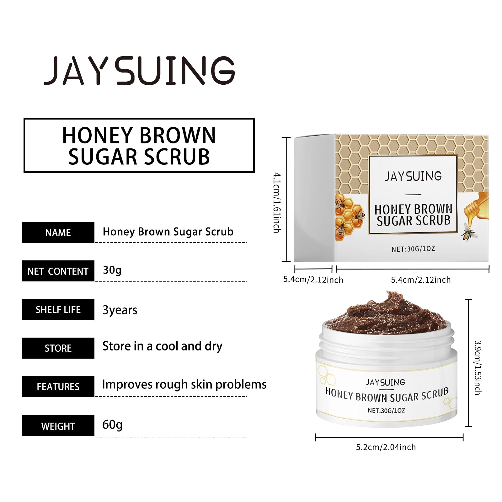 Honey Brown Sugar Scrub: Exfoliating Cream for Refined Pores (30g) Scrubs Treatments Tidesmit