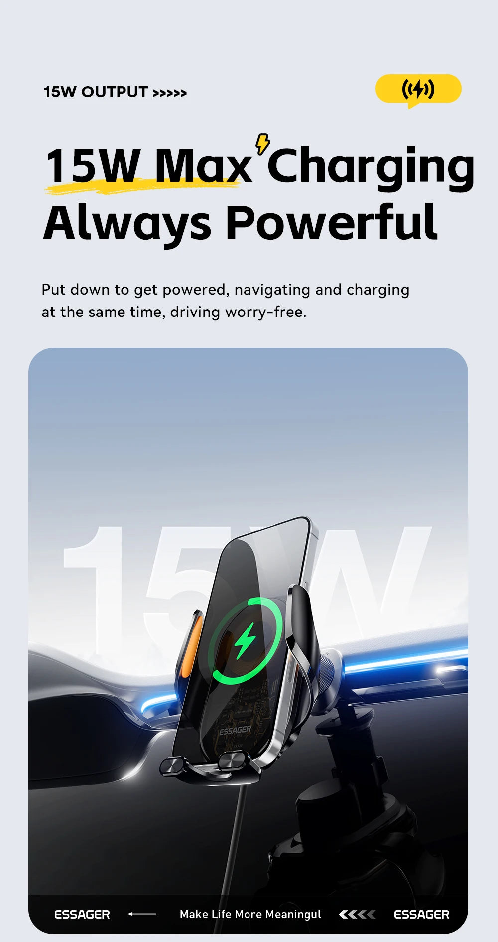 Magnetic Wireless Car Charger - MagSafe Compatible Fast Charging for iPhone Tidesmit