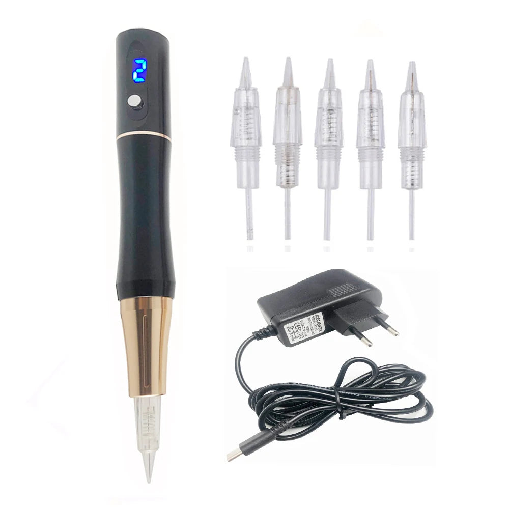 PMU Machine: Digital LED Rotary Permanent Makeup Device Kit Permanent Makeup Machines Black Machine Tidesmit