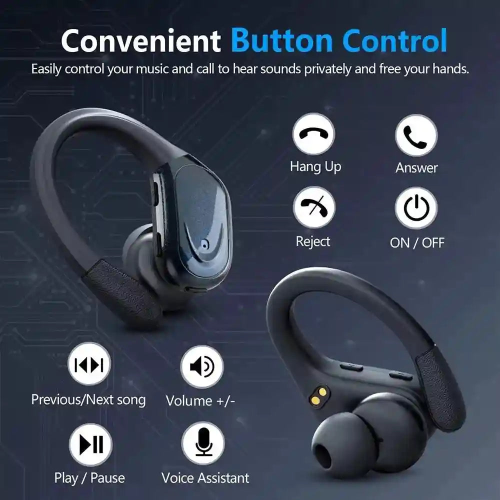Wireless Sport Earbuds with Active Noise Cancellation - 75H Battery Black Tidesmit
