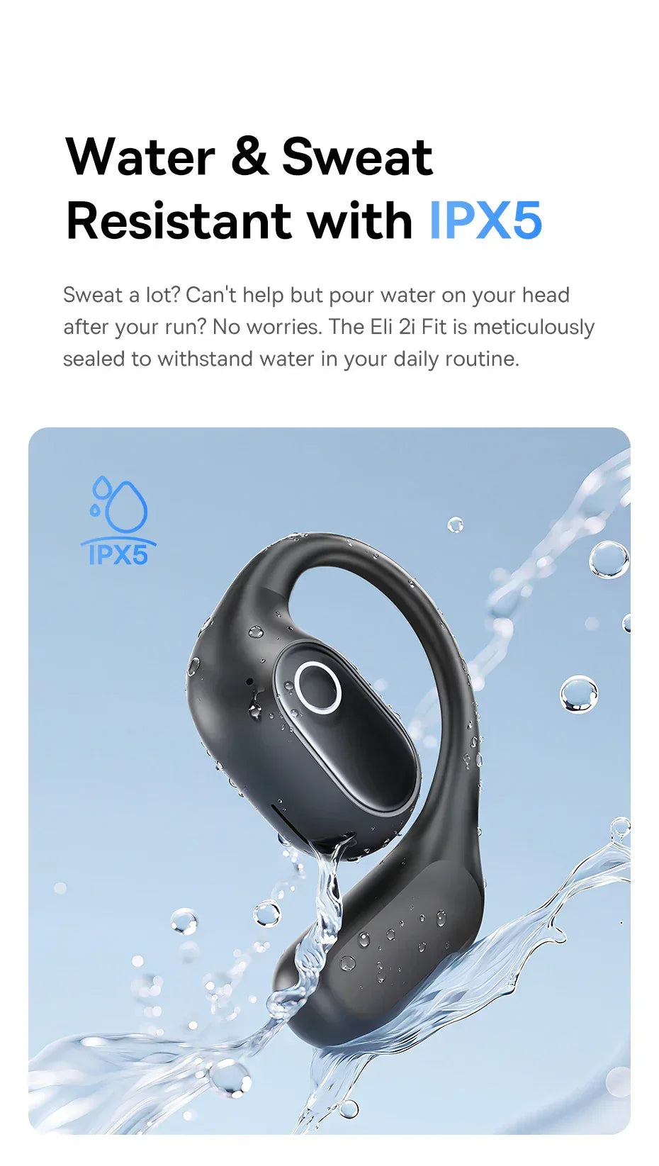 Tidesmit Open-Ear Wireless Sports Earbuds - Bluetooth Black/White Tidesmit