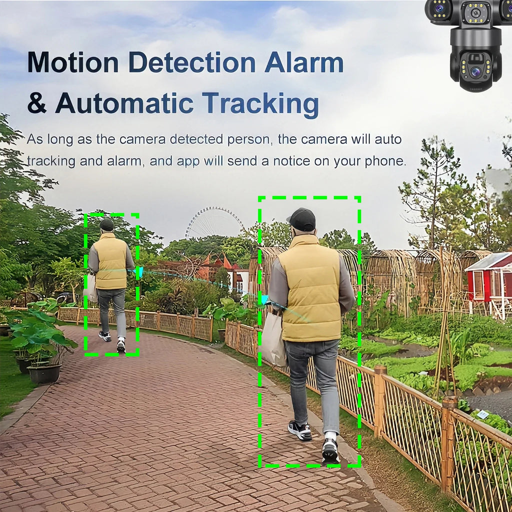 8K HD Solar Security Camera WiFi Wireless Outdoor Dual Lens Solar IP Camera PIR Human Detection Night Vision Battery CCTV Camera
