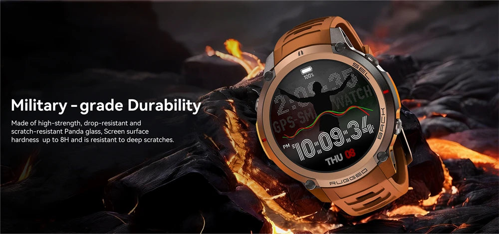 2026 Outdoor Tactical GPS 1.43"AMOLED Smart Watch Offine Map Compass Heart Rate Fitness Tracker 5ATM Waterproof Sports Watches