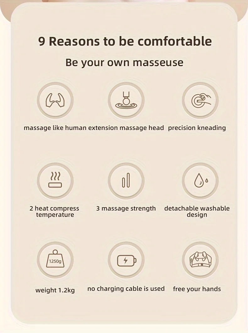 Shiatsu Neck Massager Cordless with Heat - Deep Tissue Relief GEN2 Relaxation Treatment Tidesmit