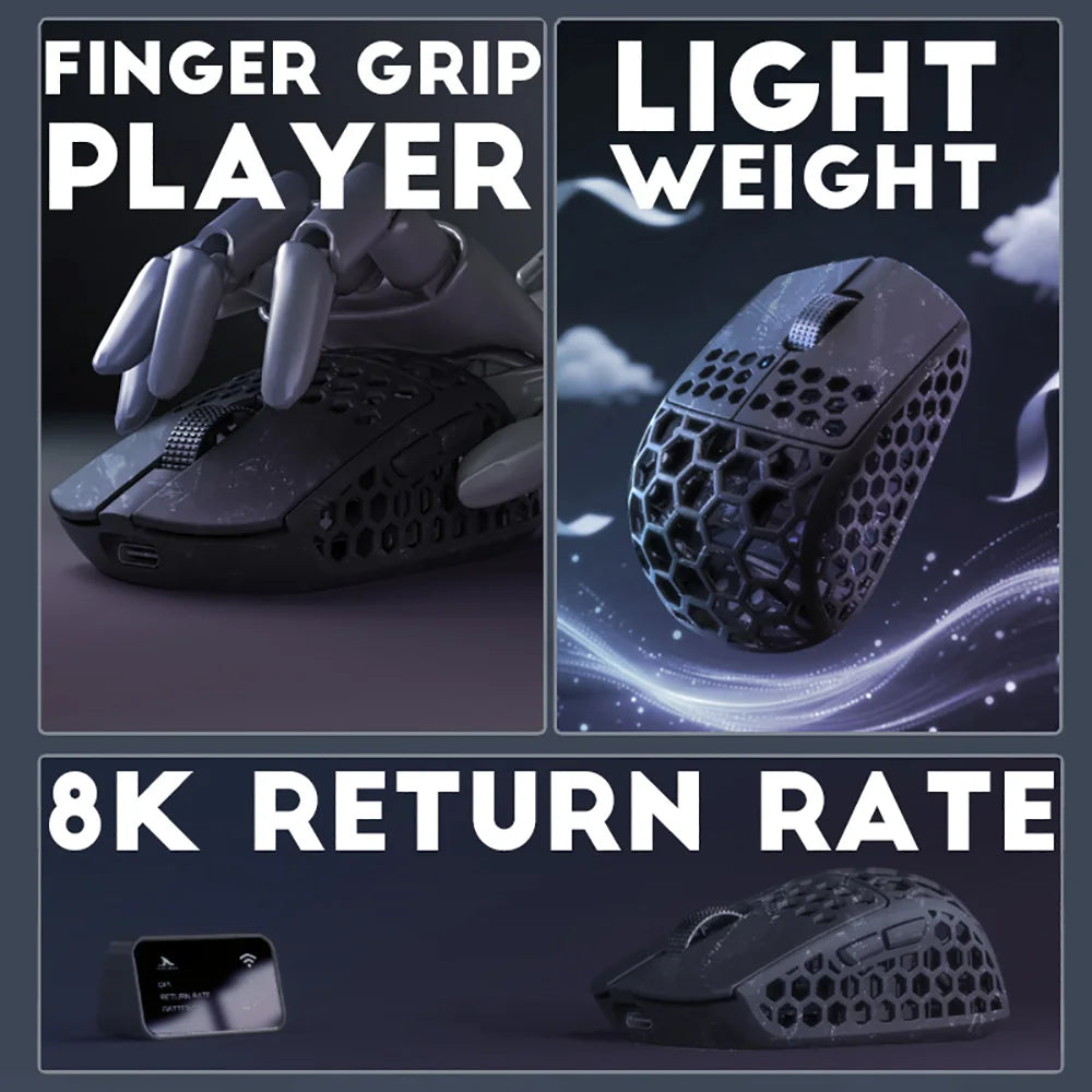 Darmoshark M5Air V2 Forged Carbon Fiber Gaming Mouse Wireless 8K Macro Mouse 30KDPI  Finger Grip Small Hand Mice 30g Lightweight