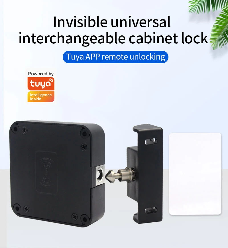 Support Tuya App Bluetooth Cabinet Drawer Invisible Electronic Lock 13.56M RF Card Smart Drawer Lock Keyless