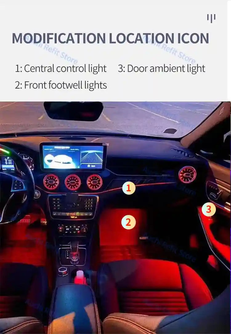 Mercedes-Benz LED Ambient Air Vent Kit - 12/256 Color RGB Interior Upgrade Tidesmit