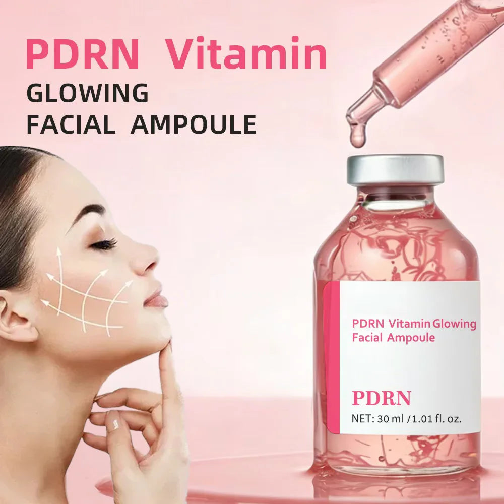 Tidesmit Deep Collagen Essence pink PDRN stem cell ampoule texture close-up for brightening and moisturizing skincare