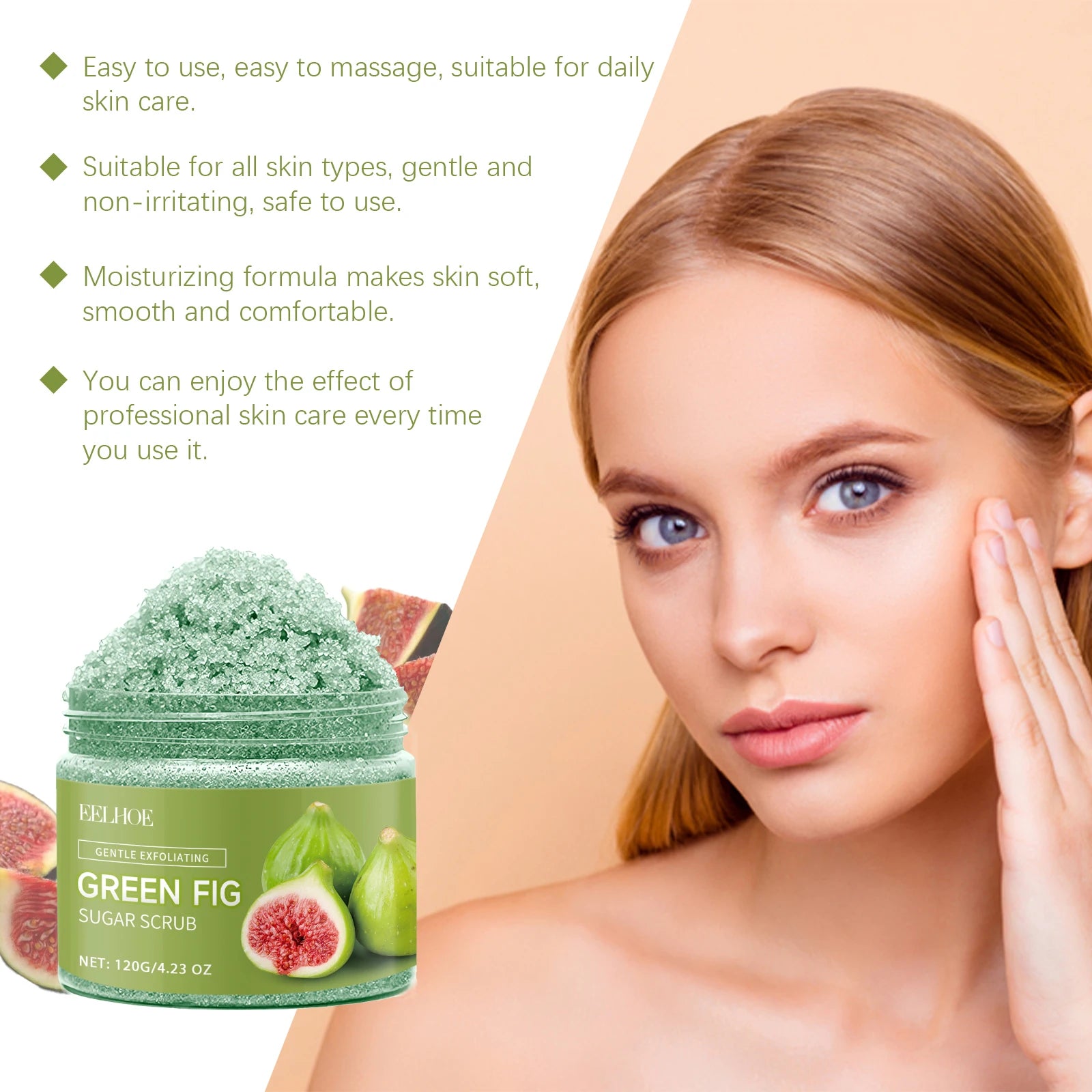 Fig Sugar Body Scrub Exfoliating Moisturizer - Natural Smoothing Care Scrubs Treatments Tidesmit