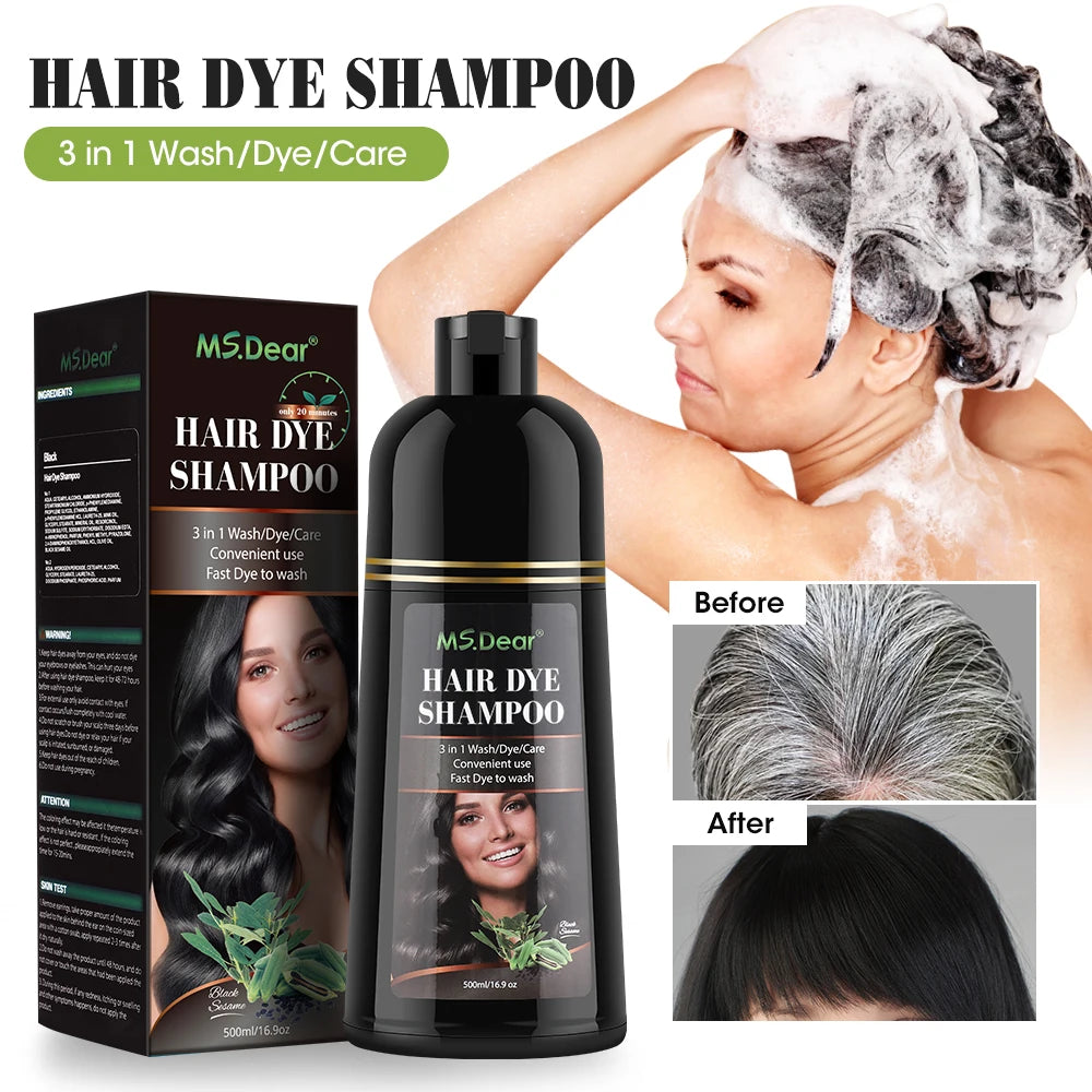 500ml Instant Black Dye Shampoo Black Coffee Color Hair Coloring Natural Herbal Ginseng Hair Repair Shampoo Hair Dyed Care