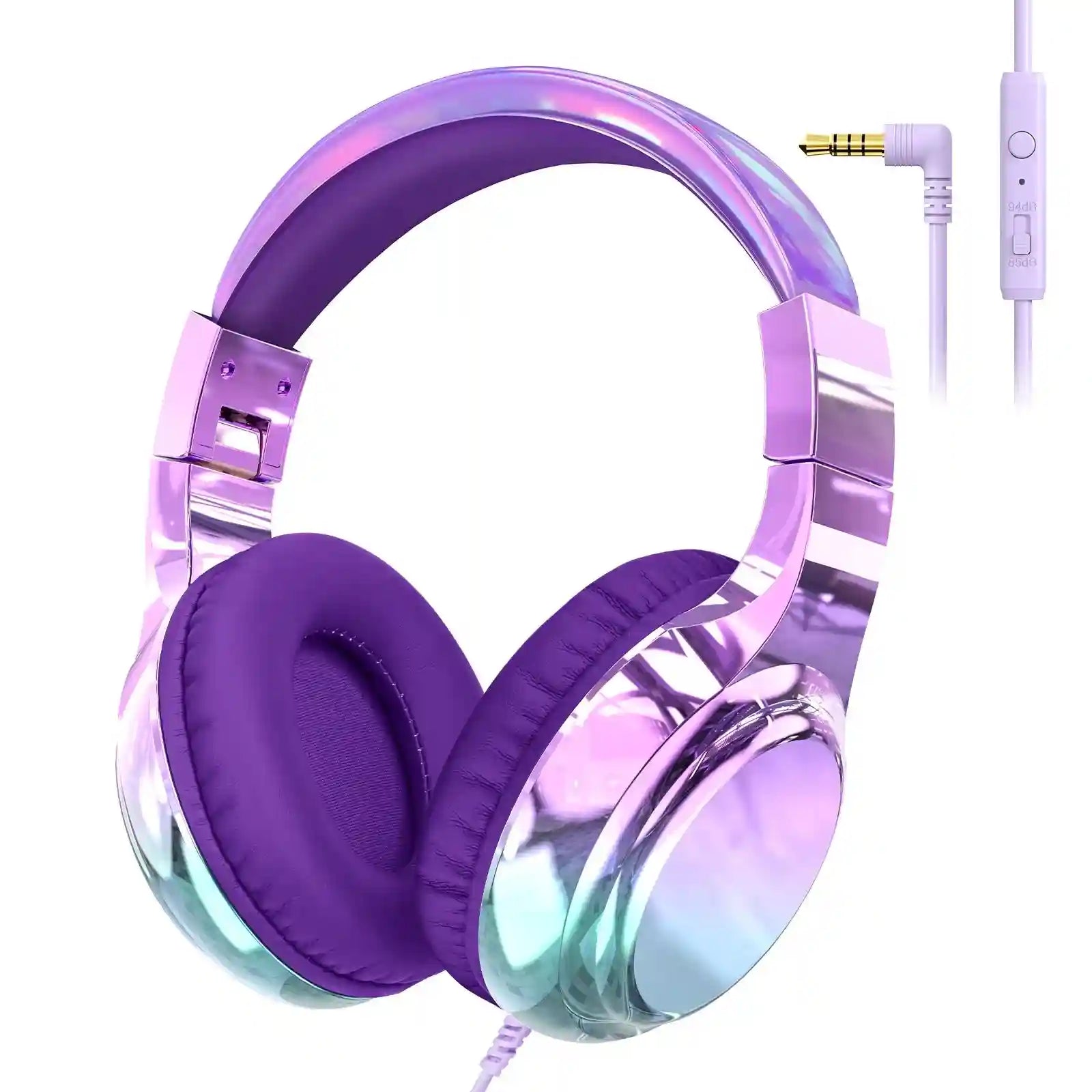 Wired Kids Headphones with Mic | Volume Limited Over-Ear Stereo DeepPurple NO BOX Tidesmit