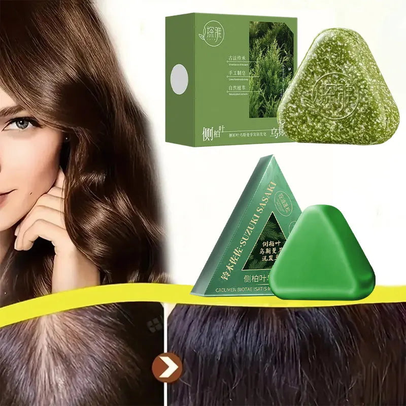 Herbal Handmade Shampoo Soap Arborvitae Usman Grass Anti-hair Loss Oil Control Dandruff Itching Herbal Fluffy Hair Follicle Soap
