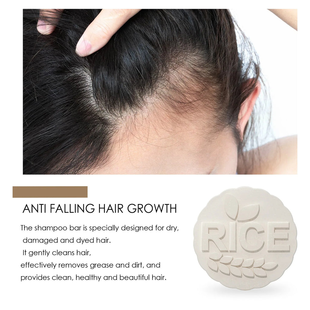 Rice Shampoo Bar Anti Loss Nourishing Moisturizing Scalp Repairing Dry Damaged Hair Strengthening Root Hair Growth Shampoo Soap
