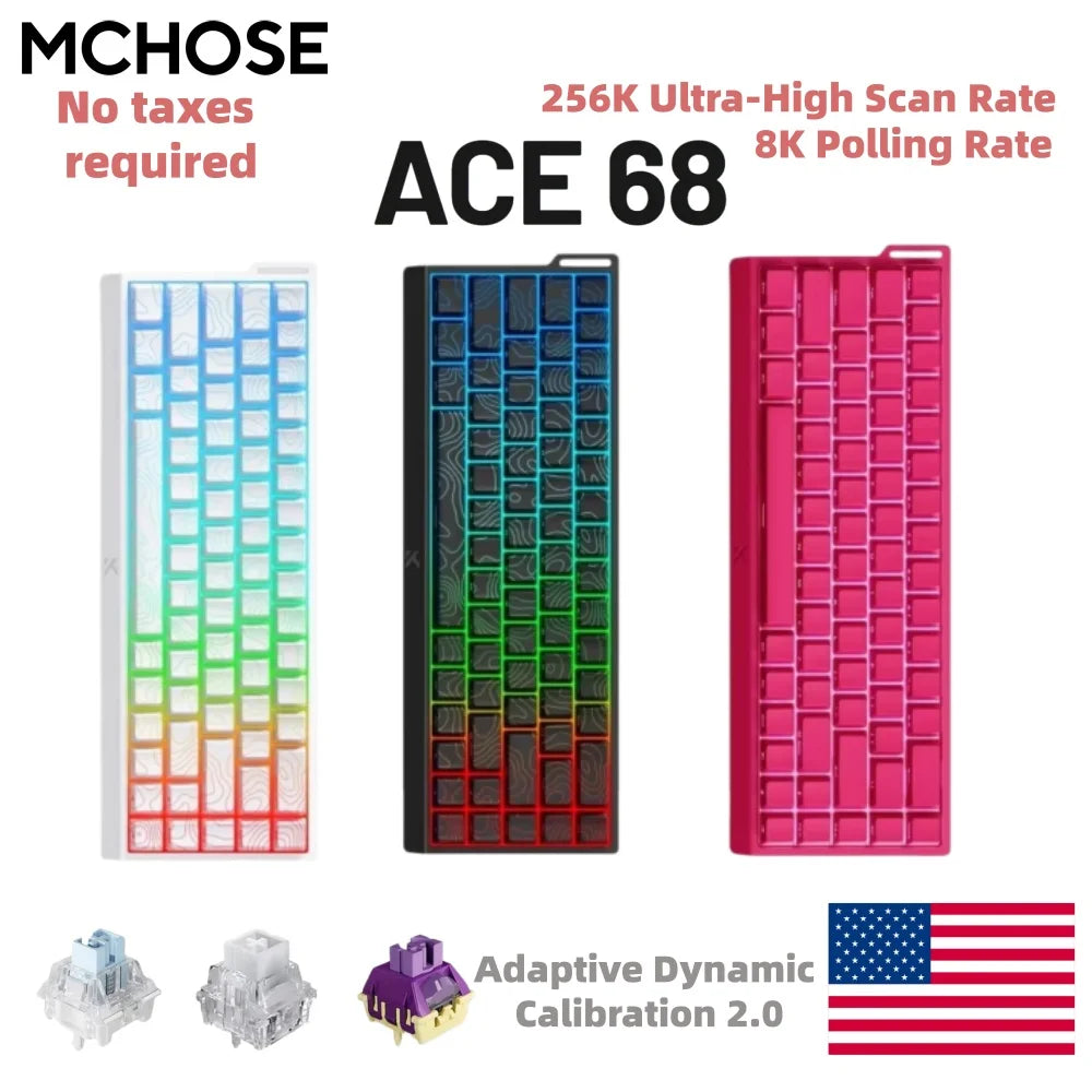 MCHOSE ACE68 Magnetic Keyboard 0.125ms 128K Sampling Rate Wired Mechanical ACE60 Pro for Gaming 0.01mm RapidTrigg 8000Hz SOCD/Rs