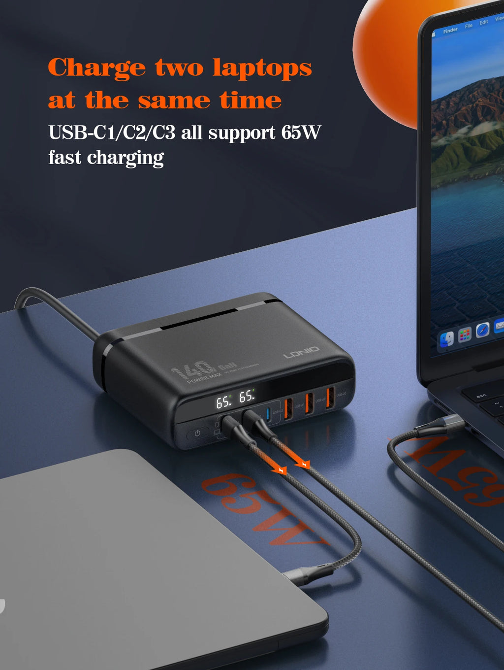 140W GaN USB-C Fast Charger for MacBook - High-Speed Power Adapter Tidesmit