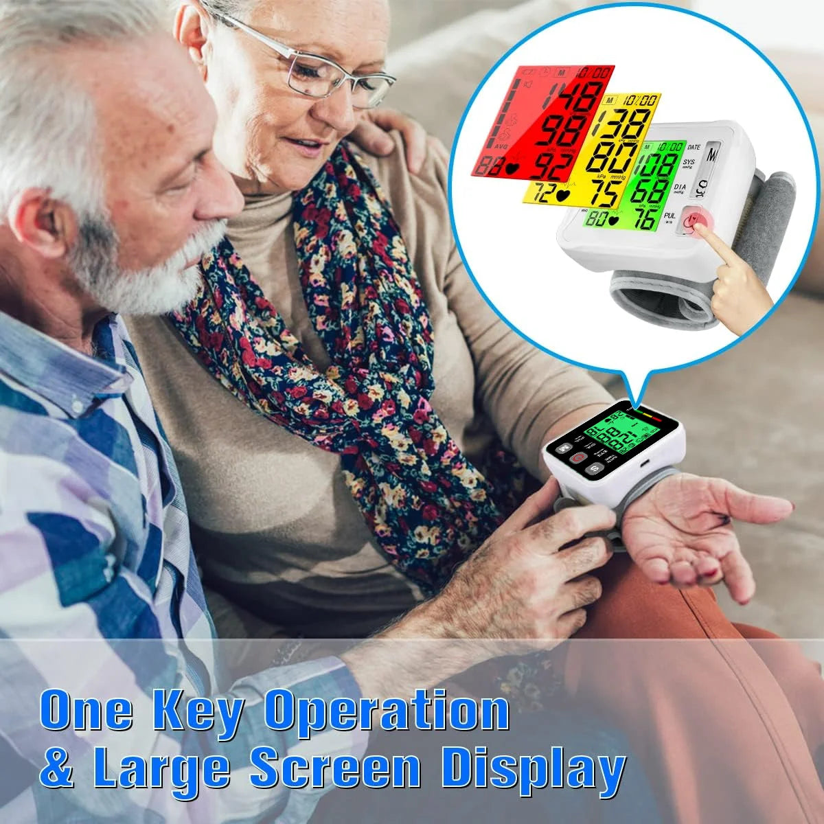 Digital Tensiometer Health Medical BP Sphygmomanometer Wrist Cuff Digital Blood Pressure Monitor Heart Rate Pulse Meter Tonomete