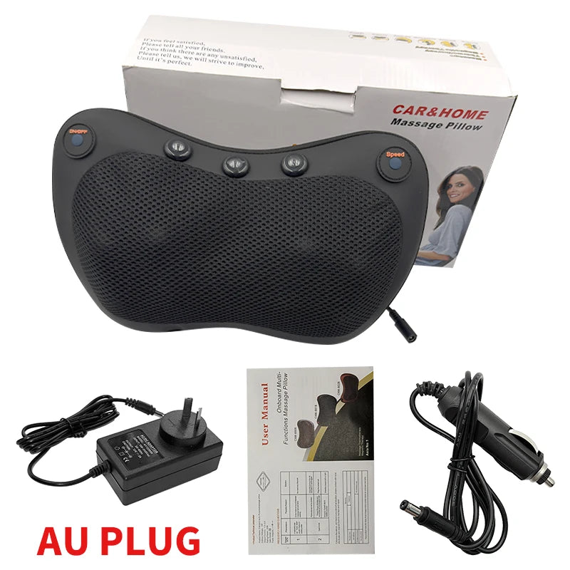 Electric Cervical Neck Massager with Heat Therapy & Spine Support Massage Cushion AU Plug-Black Tidesmit