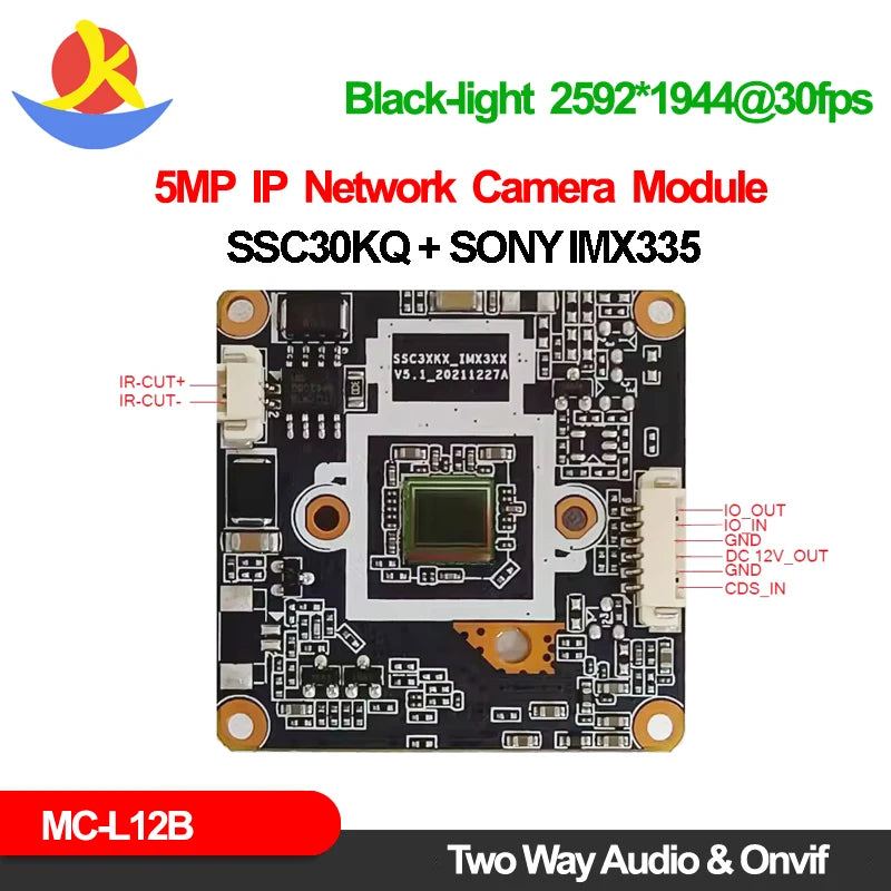 5Mp Ip Camera Board Sony Imx335 Ssc30Kq Webcam Black Light Illumination 2592*1944 30Fps Videolink P2P Surveillance Cctv Camera