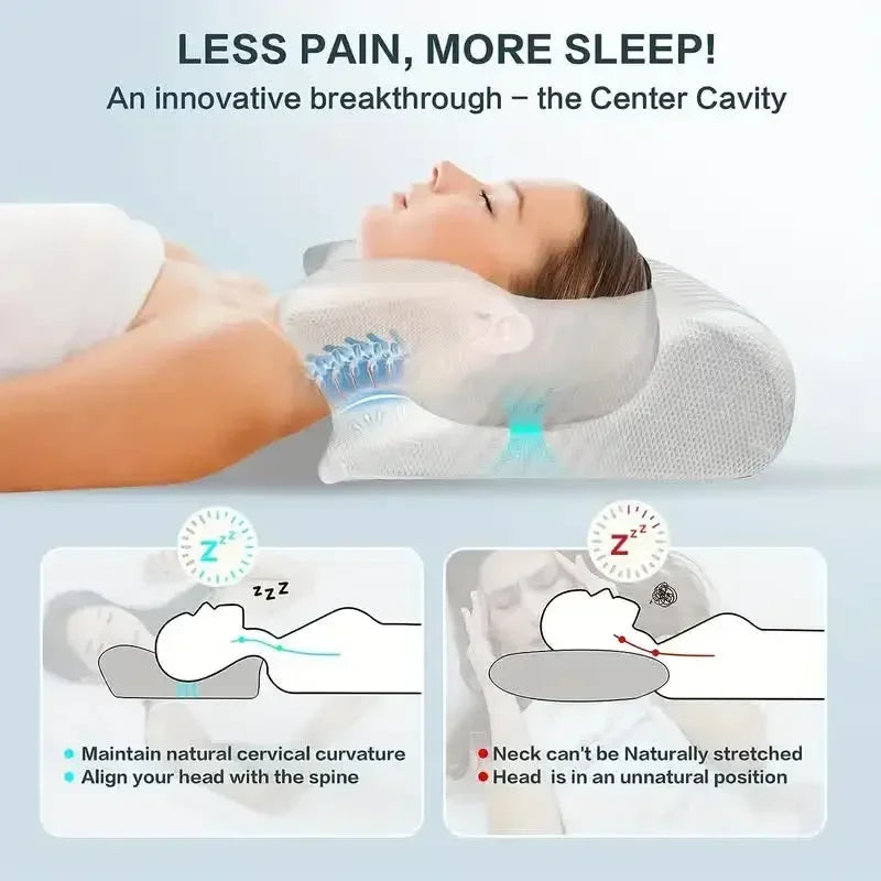 Memory Foam Butterfly Pillow | Ergonomic Cervical Support for Spine Alignment Relaxation Treatment Tidesmit