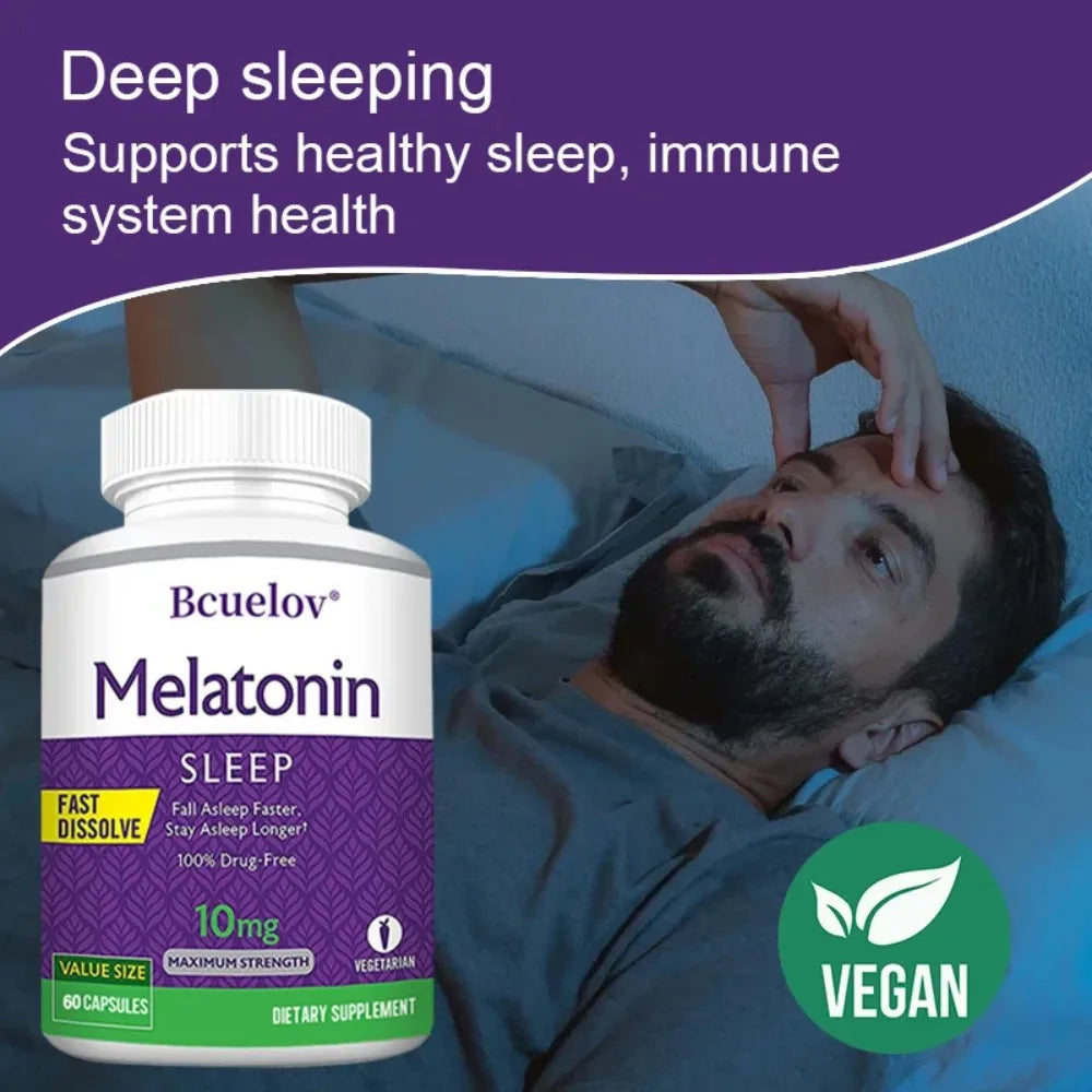 Melatonin 10mg, Sleep Dietary Supplement, Deep Sleep Contains Melatonin - Healthy Sleep - 120 Capsules