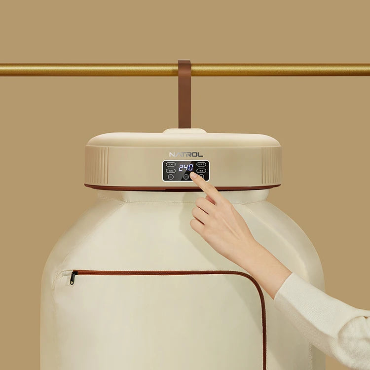 Tidesmit compact portable electric mini steam clothes dryer side view featuring UV PTC drying and smart touch controls