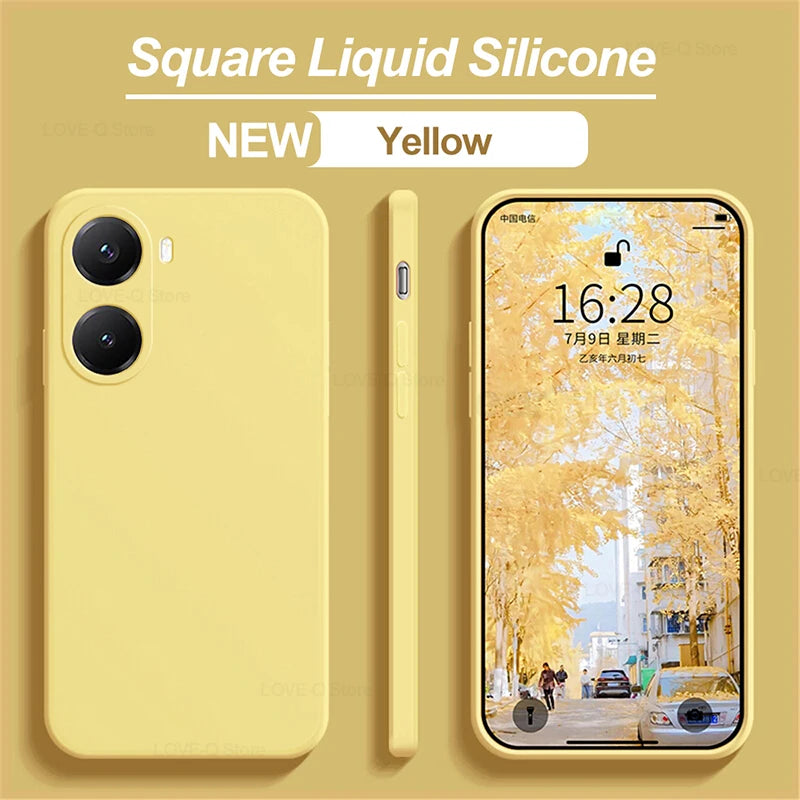 Poco X7 Pro Liquid Silicone Case: Shock-Absorbing Slim Fit Cover Yellow Tidesmit