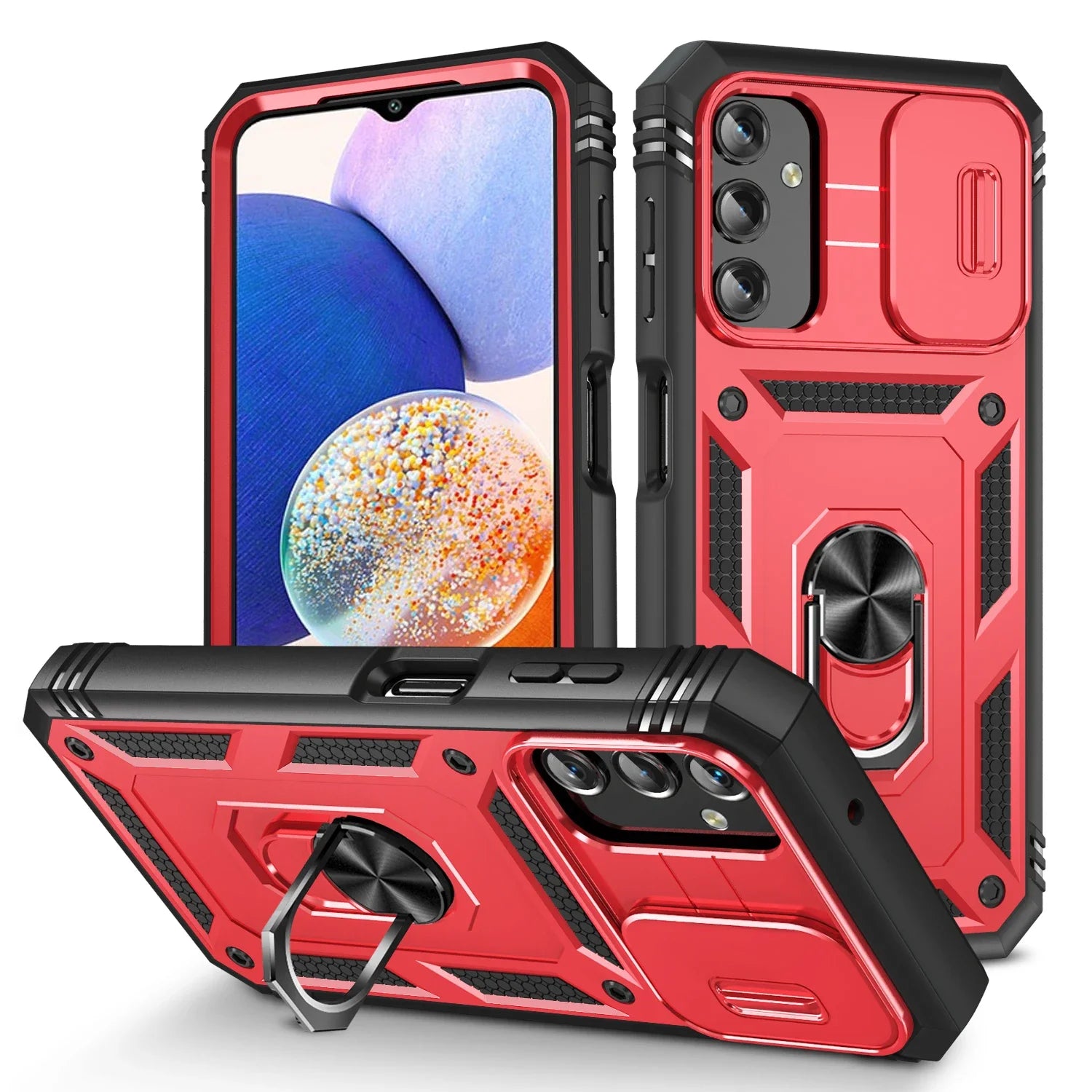 Samsung Galaxy S24 Hard Armor Case - Military-Grade Shockproof Cover Red Tidesmit