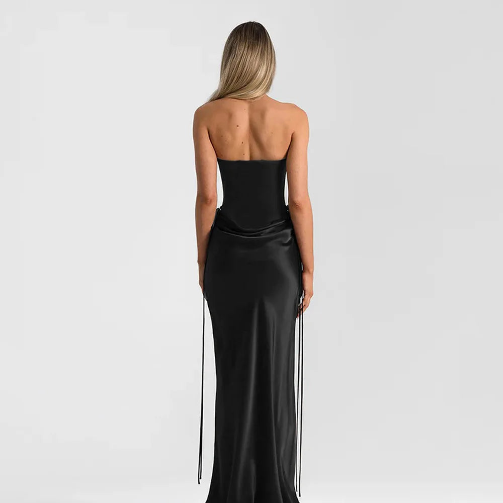 Sexy Off-shoulder Backless Wrap Maxi Dress Women Summer Patchwork Strapless Sleeveless Bodycon Club Party Long Dresses Clothes