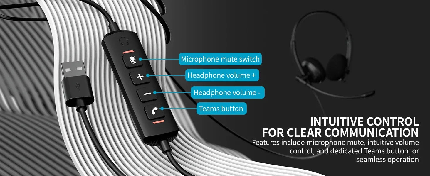 USB PC Headset with Microphone | Tidesmit Office Audio | Model 01 Tidesmit