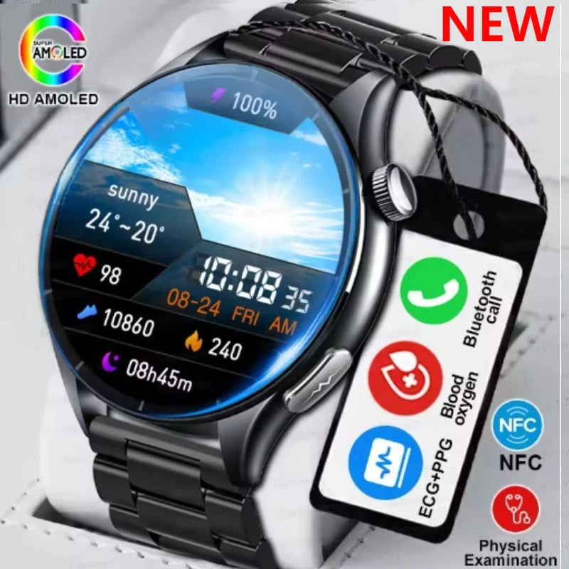 2026 New Smart Watch NFC ECG+PPG Blood oxygen Uric Acid Blood Pressure Sapphire Smartwatch Men For iPhone Android