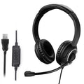 USB Wired Headset with Noise Cancelling Mic - Over-Ear PC Headset Black black Tidesmit